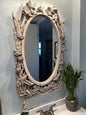 Nature inspired hand carved mirror