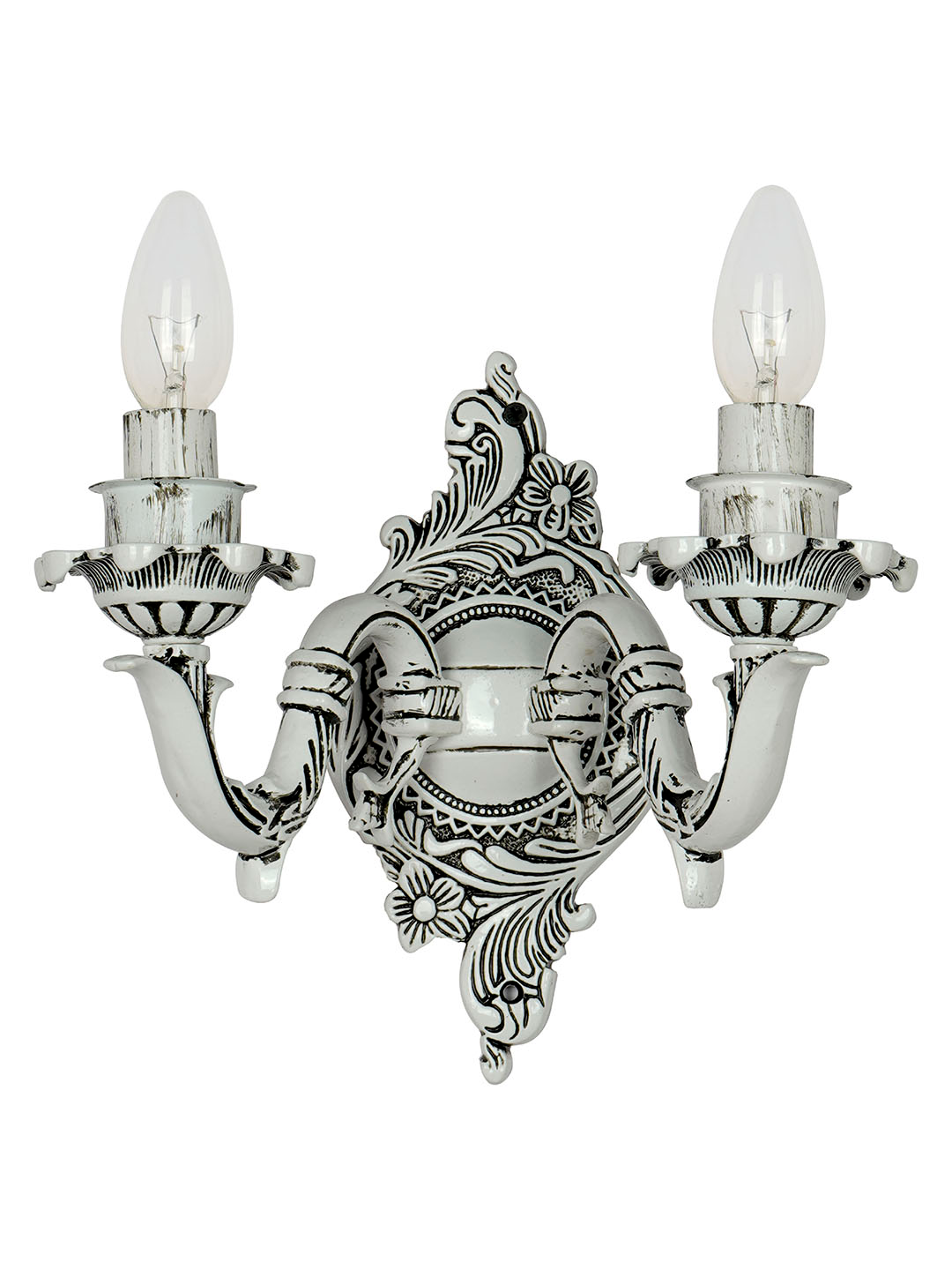 Elegant Traditional Swan Double Candle Wall Sconce Lamp - Antique White Cast Aluminium