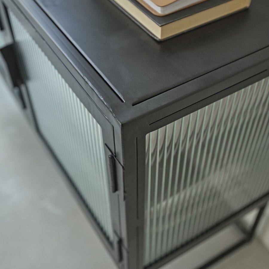 Gatsby Mirrored Metal & Corrugated Glass Sideboard – Elegant Storage