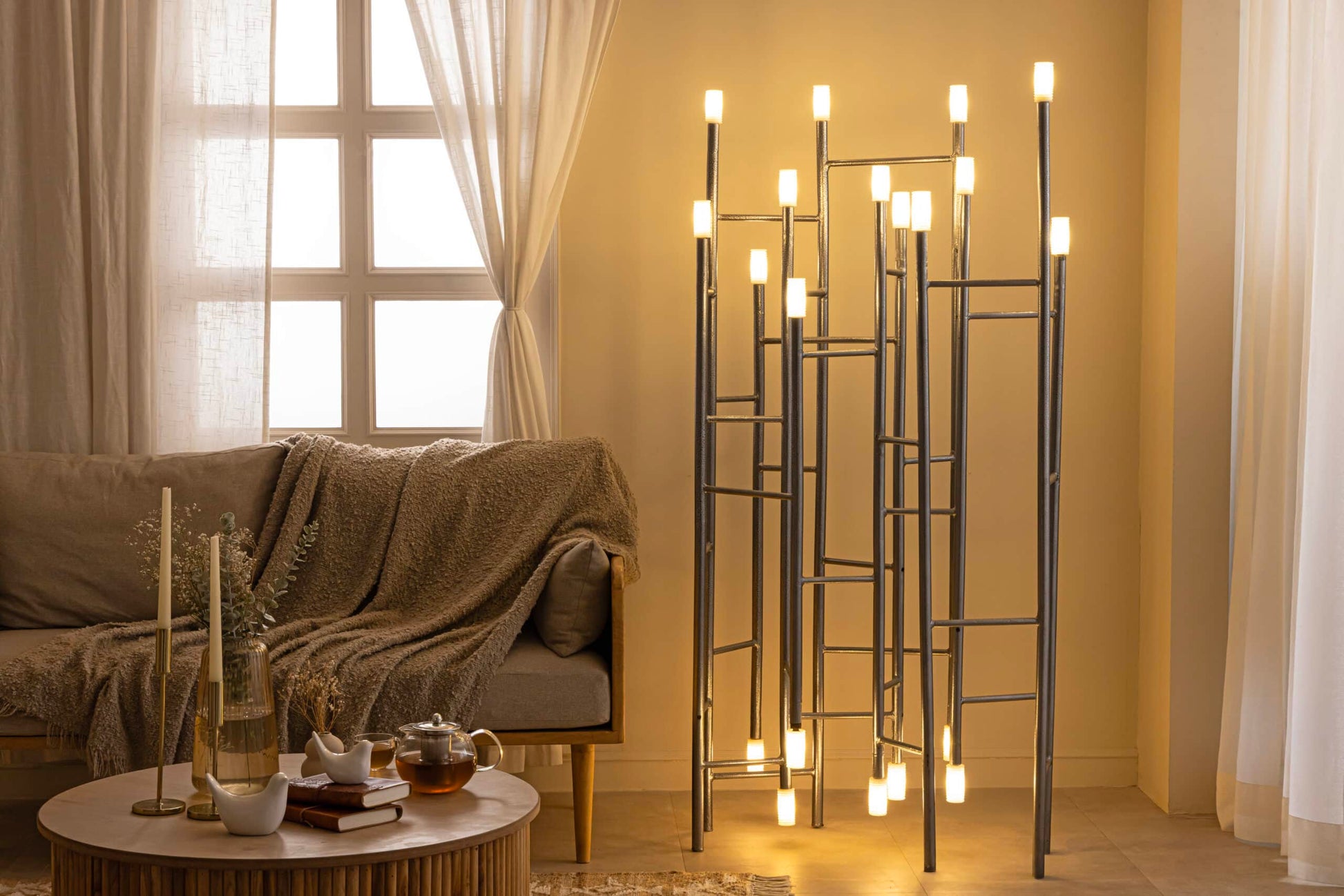 Siri Lux Floating Alabaster Stone Floor Lamp – Modern Bauhaus Design
