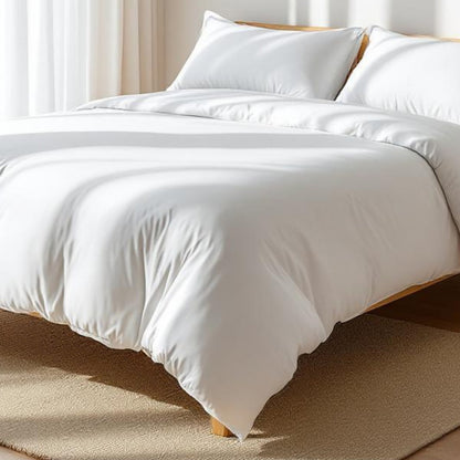 600TC White Luxury Cotton Satin Duvet Cover | Single, Queen & King