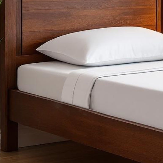 Premium 600TC Luxury White Cotton Satin Flat Sheet Set