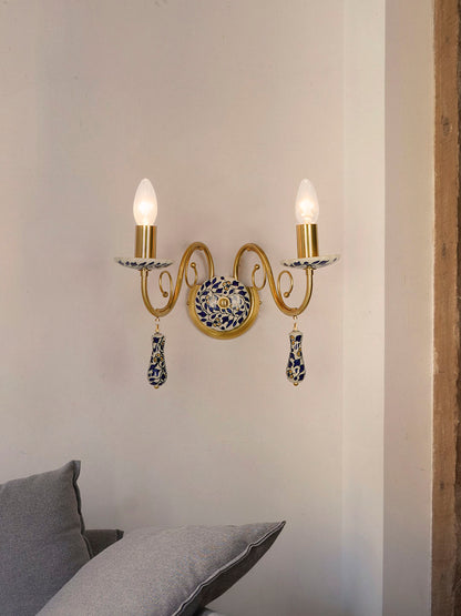 Multi Finish Ceramic Mild Steel 2-Light Wall Sconce – 30.5 cm