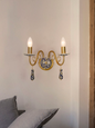 Handcrafted Blue Pottery Floral Wall Sconce: Baroque Rococo Style Ceramic Elegance