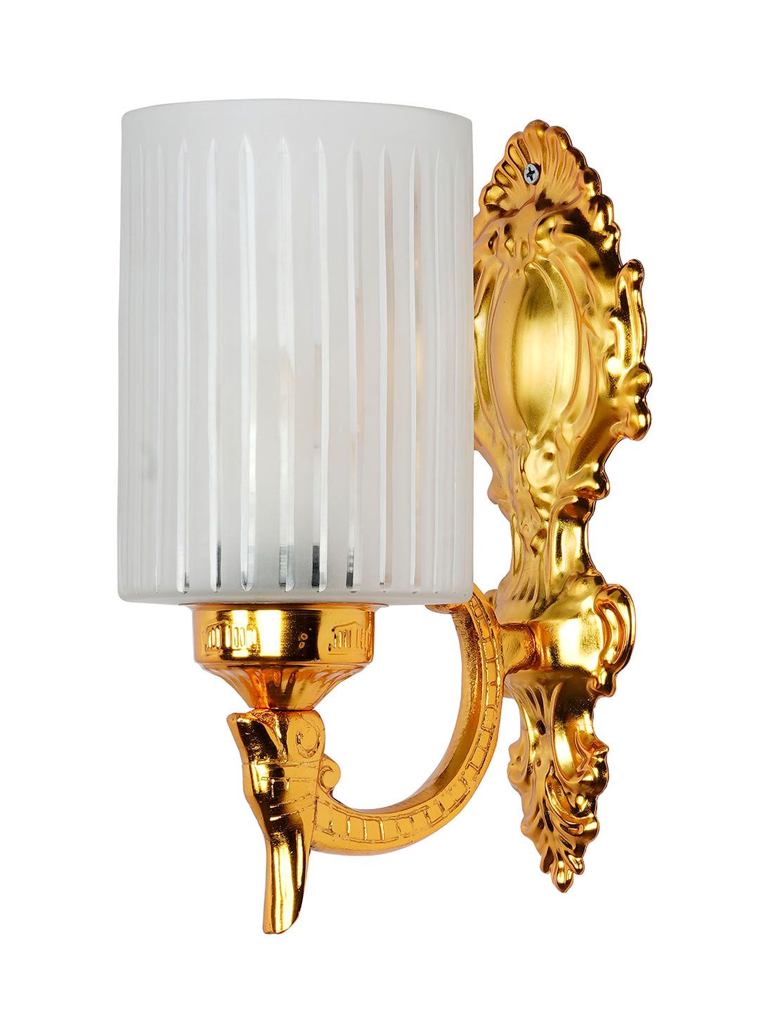 Elegant Gold Traditional Wall Sconce with Frosted Hand-Cut Glass Shade