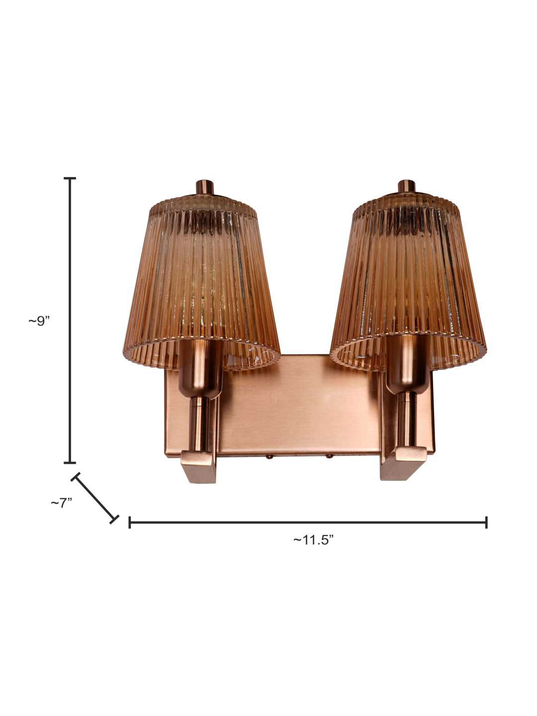 Elegant Modern Double Copper Ribbed Glass Wall Sconce for Stylish Home Lighting