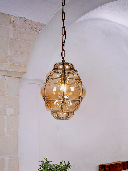 Elegant White Knitted Wire Disc Pendant Light: Rustic Industrial Ceiling Fixture