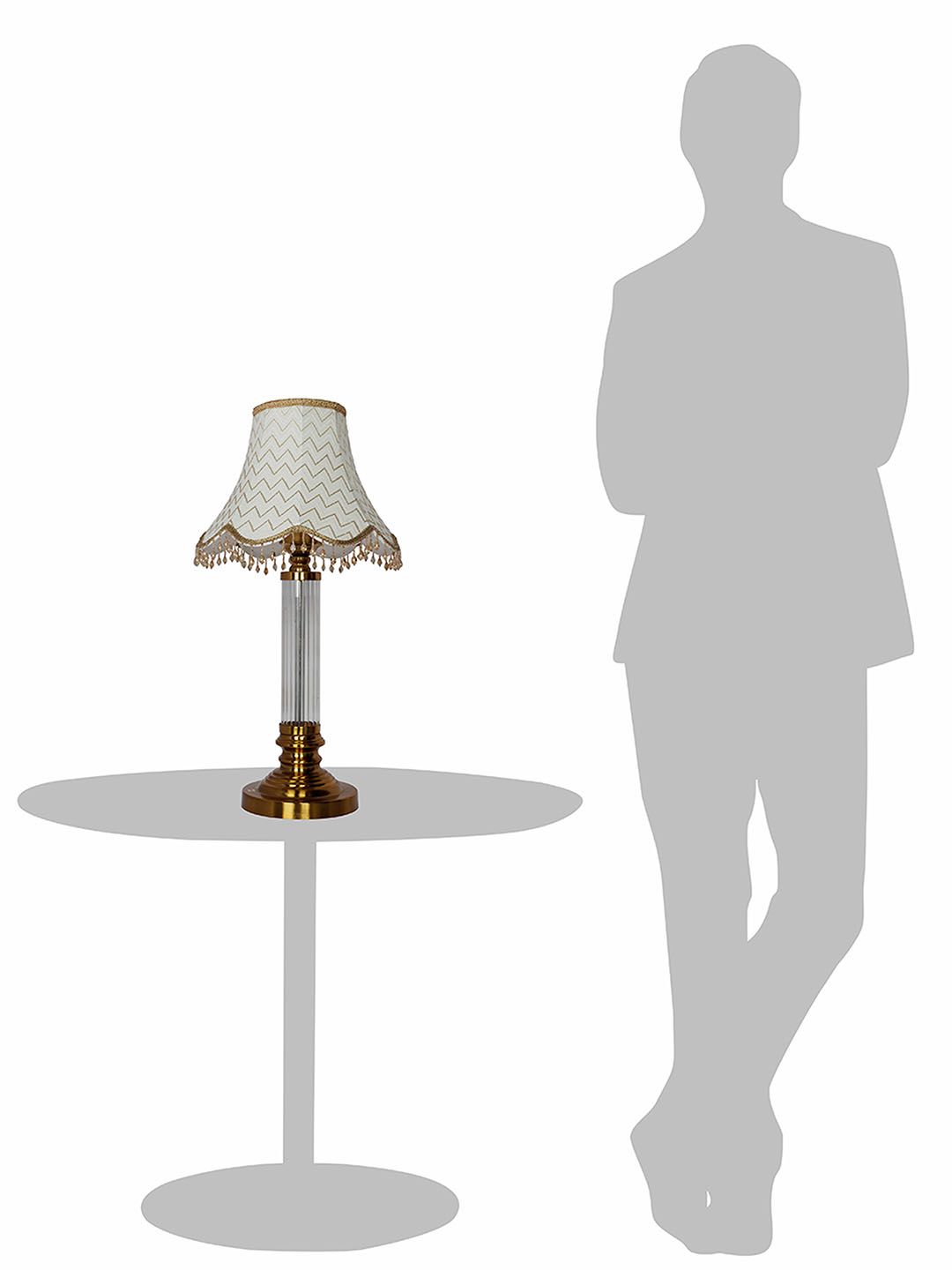 Elegant Golden Fluted Glass Table Lamp with Scalloped Zigzag Shade
