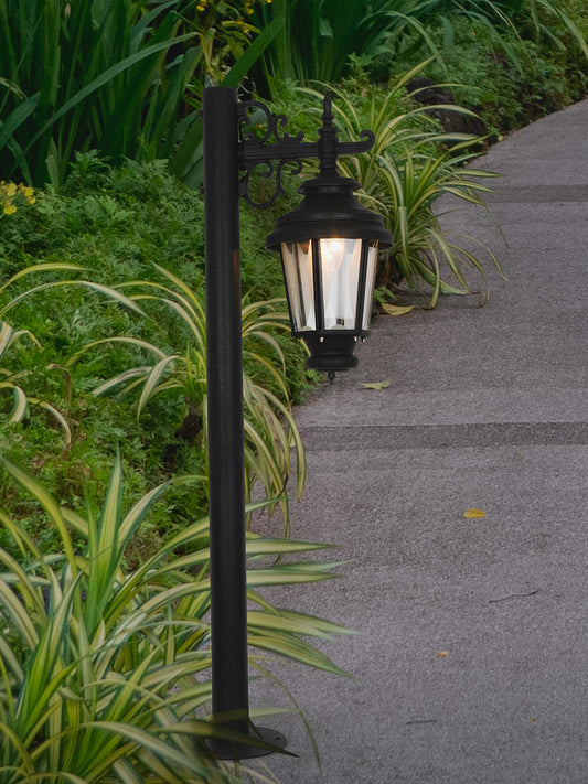 Victorian Black Crinkle Aluminium Traditional Mini Pole Lamp Bollard