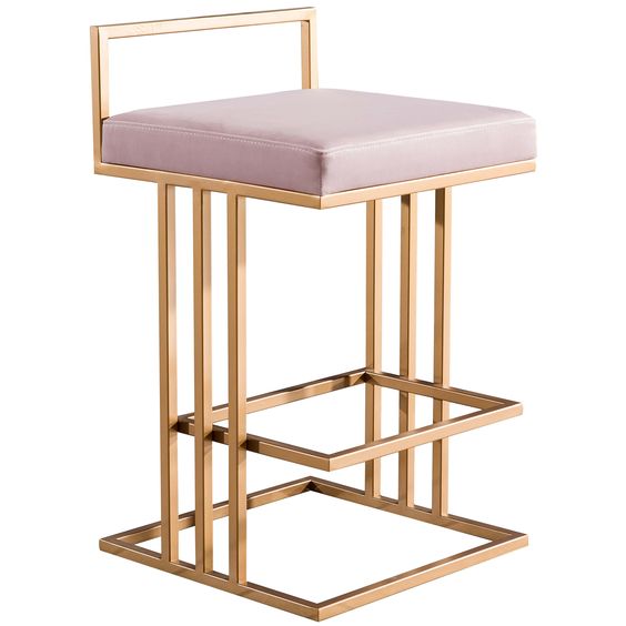Luxurious Trevi Black Velvet Counter Stool with Gold Steel Frame and Footrest