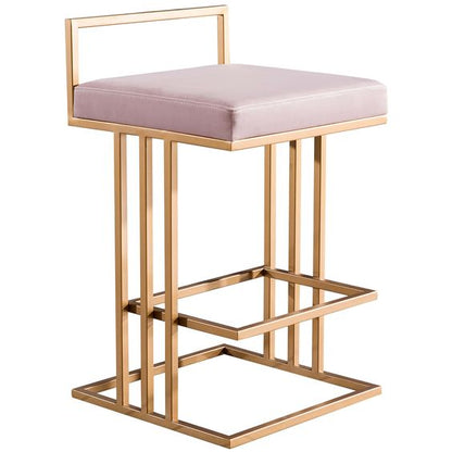 Luxurious Trevi Black Velvet Counter Stool with Gold Steel Frame and Footrest