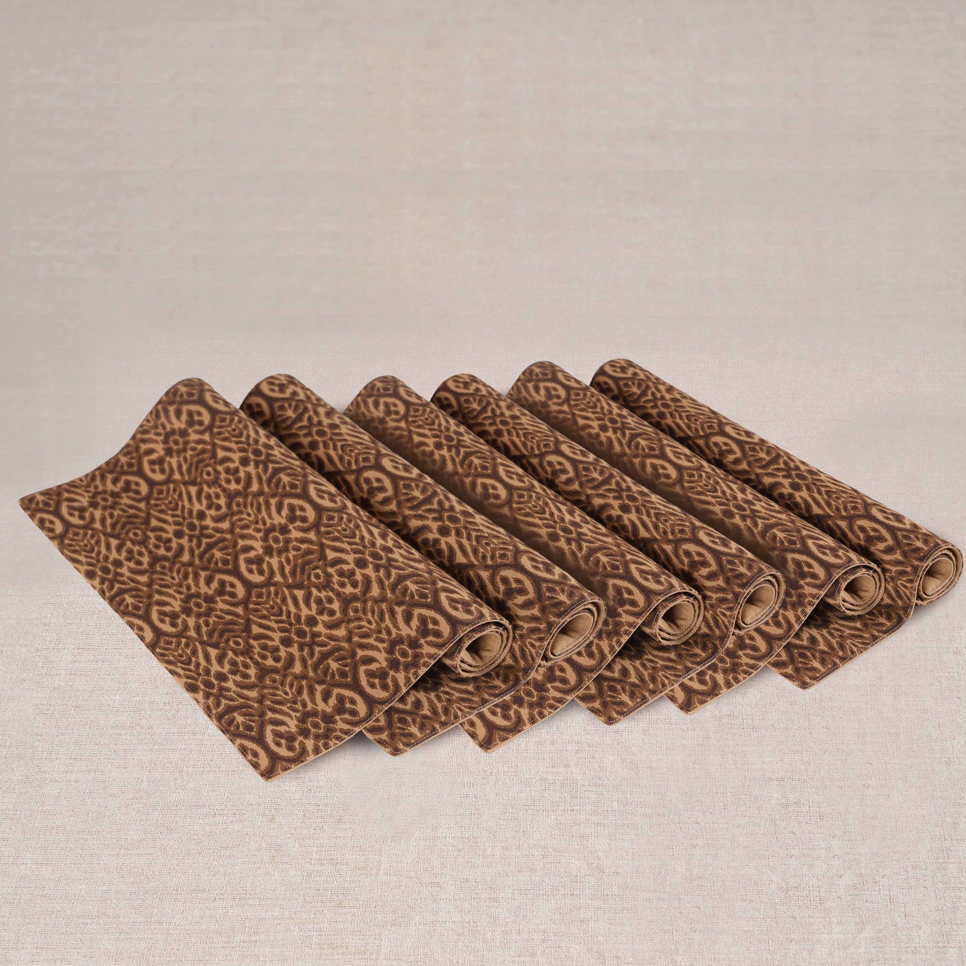 Ikat Beige Cotton Duck Placemats – Set of 2, 4, 6