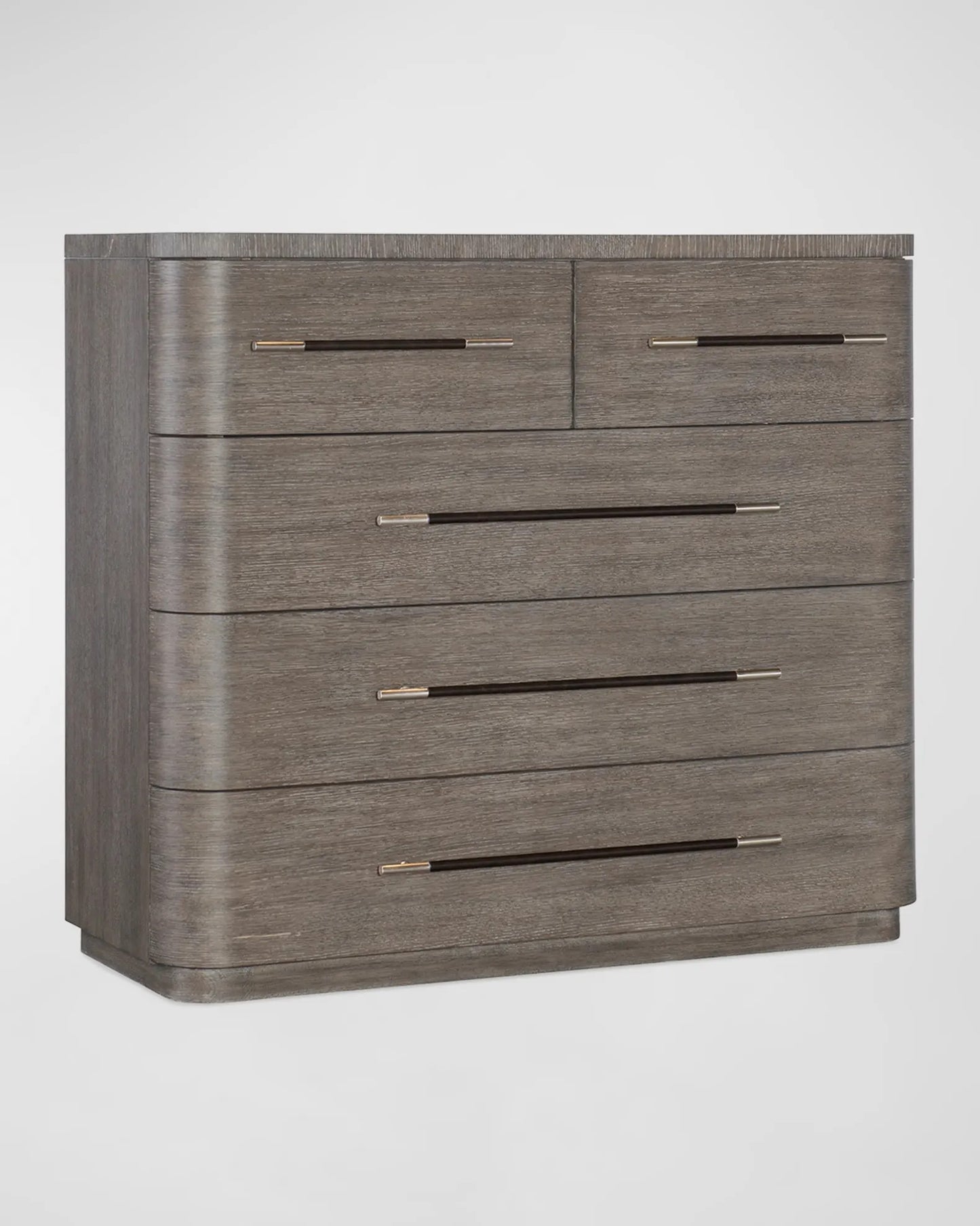 Luxe Modern Oak Veneer Bachelor Chest - 5 Self-Closing Felt & Cedar Drawers
