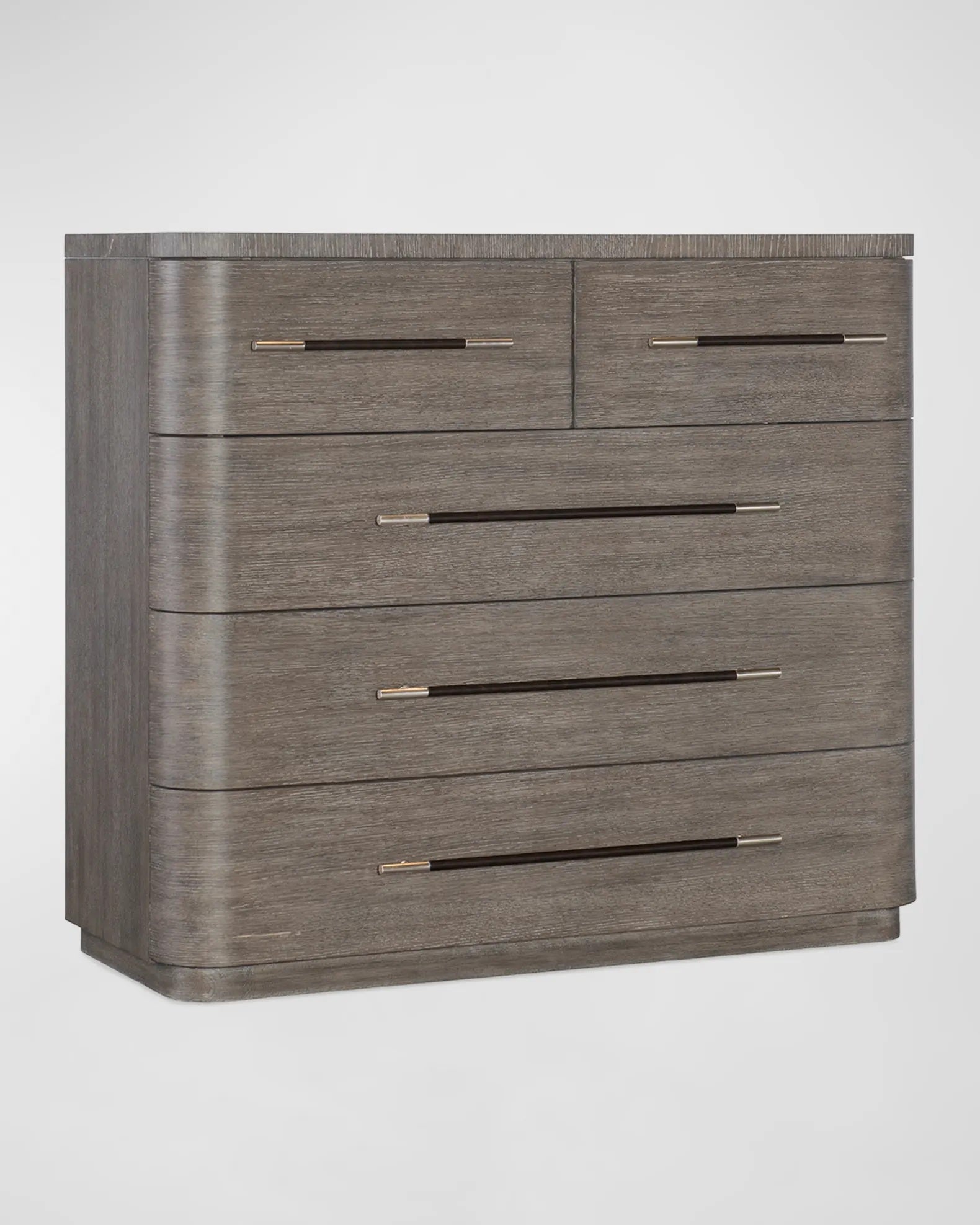Luxe Modern Oak Veneer Bachelor Chest - 5 Self-Closing Felt & Cedar Drawers