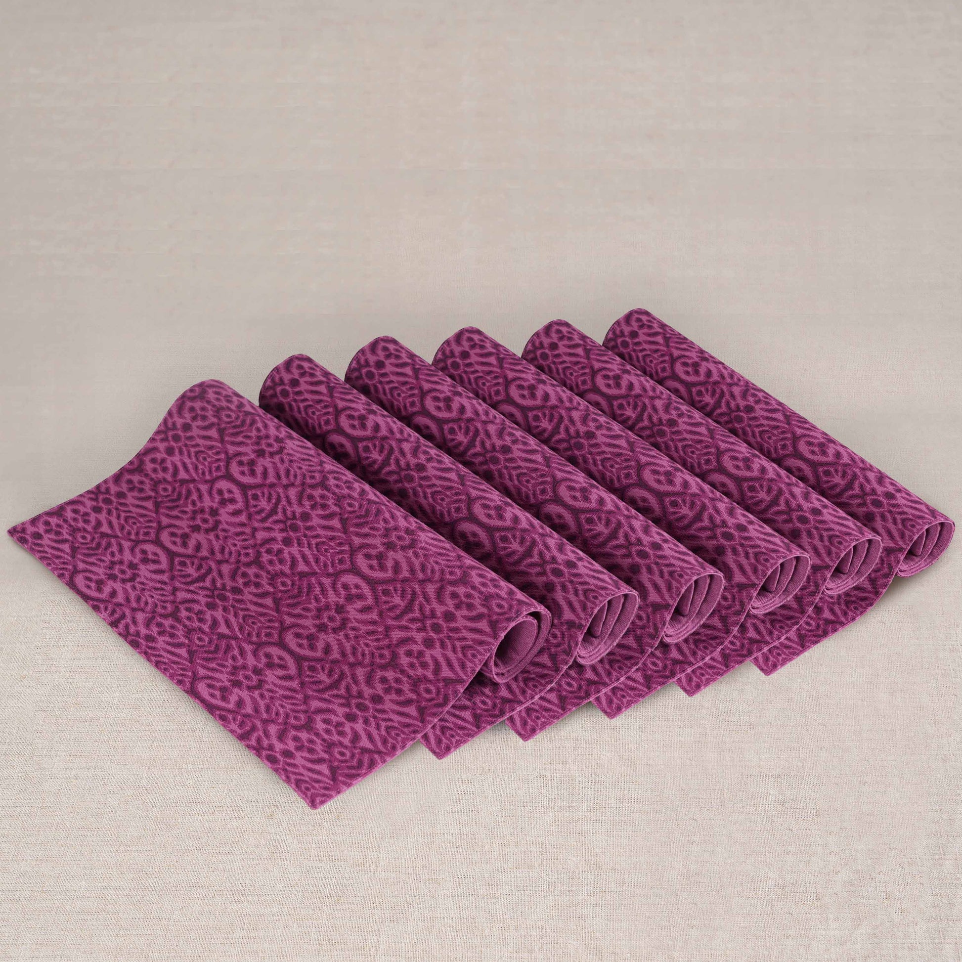 Ikat Plum Cotton Duck Placemats Elegant Sets 2-6