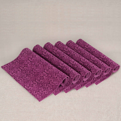 Ikat Plum Cotton Duck Placemats Elegant Sets 2-6