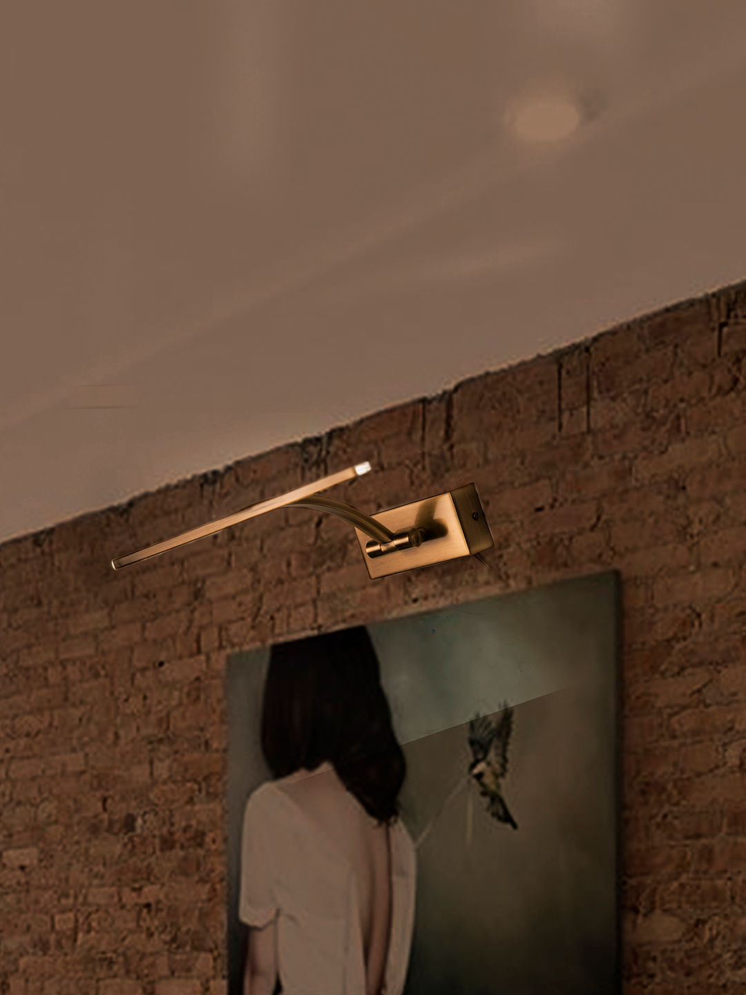 Modern Slim Antique Brass Finished 8W LED Picture Light