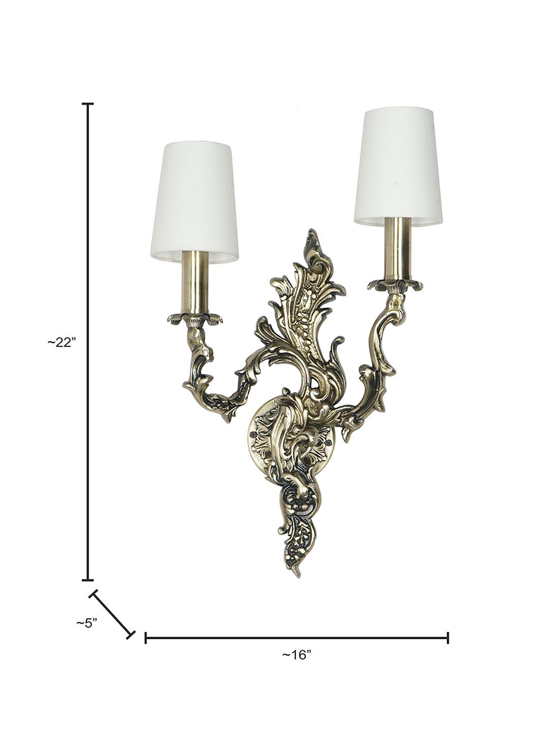 Elegant Antique Brass European Traditional Wall Sconce with Mini Tapered Shades