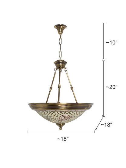 Brass Antique Glass 3-Light Hanging Light – 45.7 cm