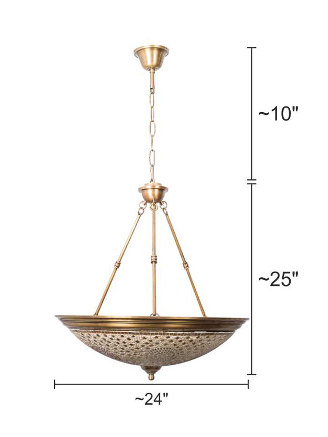 Brass Antique Glass 5-Light Chandelier – 61 cm
