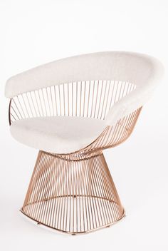 Elegant Gold Wire Barrel Chair with Plush White Cushion for Modern Homes
