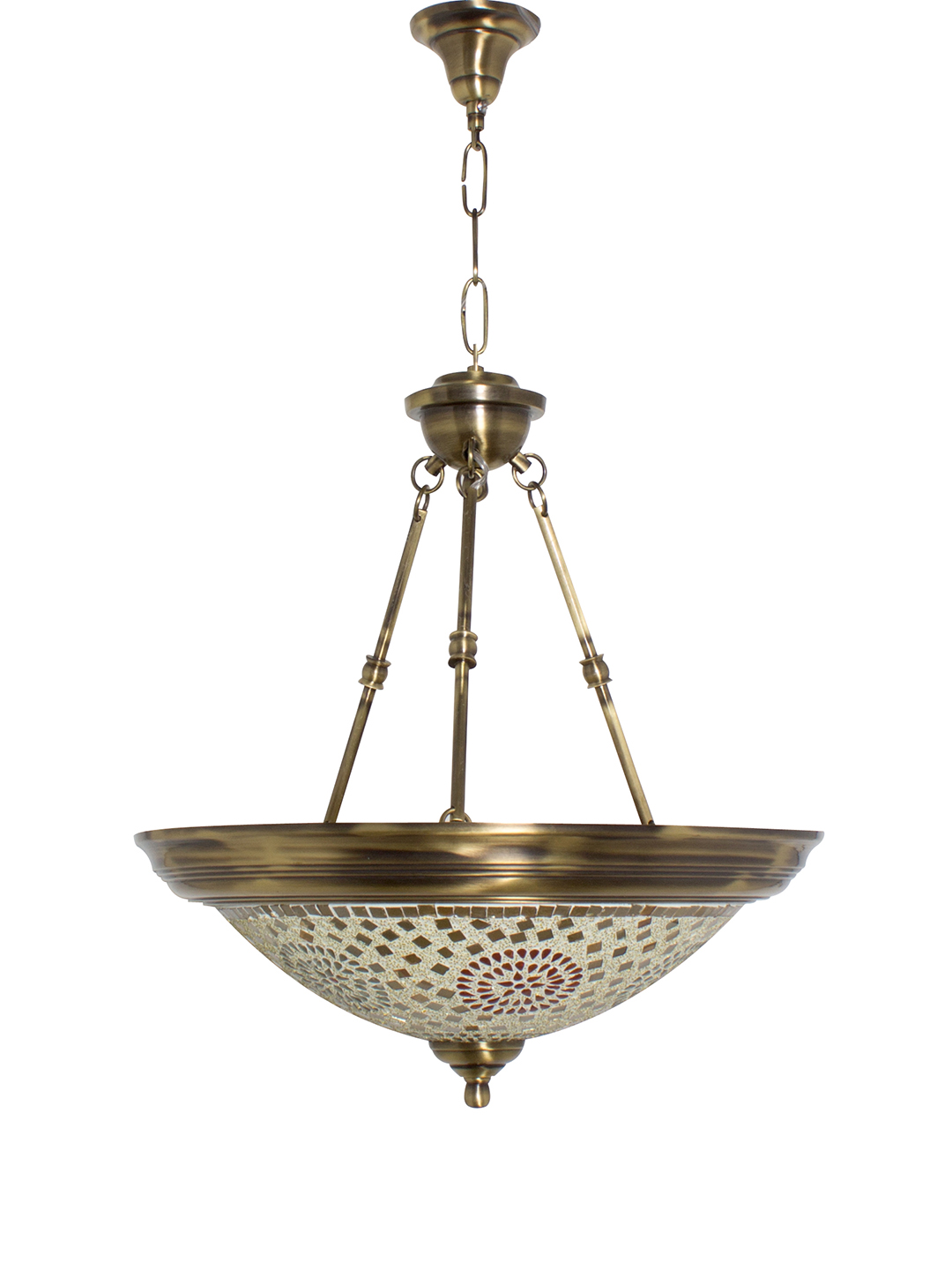 Brass Antique Glass 3-Light Hanging Light – 45.7 cm