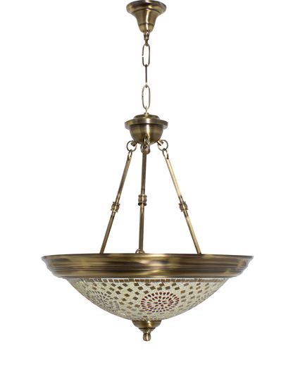 Brass Antique Glass 3-Light Hanging Light – 45.7 cm
