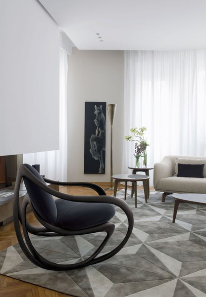 Armani Luxury Rocking Armchair: Elegant Wood Frame, Plush Upholstery for Ultimate Comfort