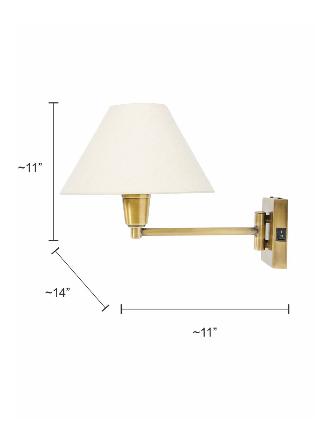 Brass Antique Fabric Brass 1-Light Wall Sconce – 27.9 cm