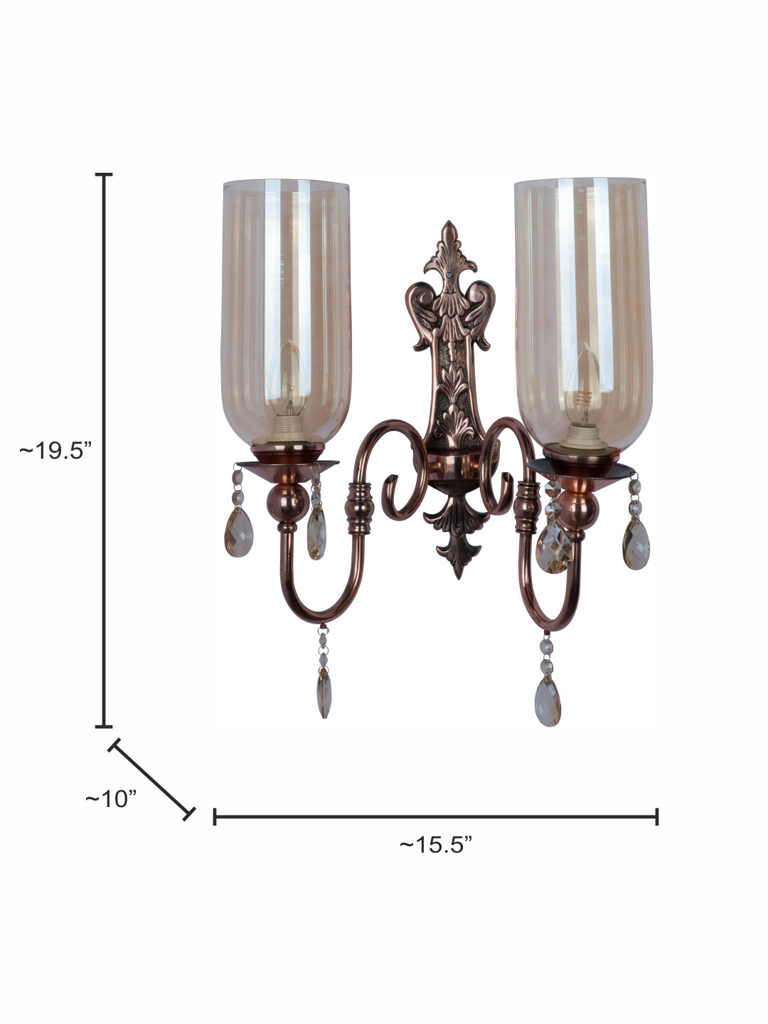 Copper Mild Steel Glass 2-Light Wall Sconce – 49.5 cm
