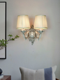 Antique White Swan Double Wall Lamp with Pleated Shades