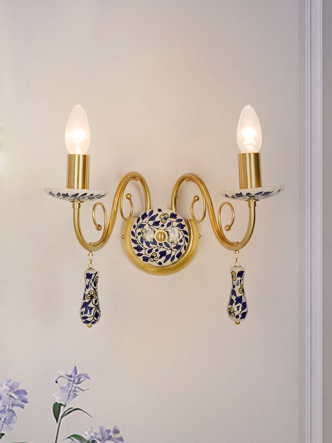 Multi Finish Ceramic Mild Steel 2-Light Wall Sconce – 30.5 cm