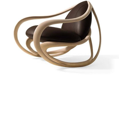 Armani Luxury Rocking Armchair: Elegant Wood Frame, Plush Upholstery for Ultimate Comfort