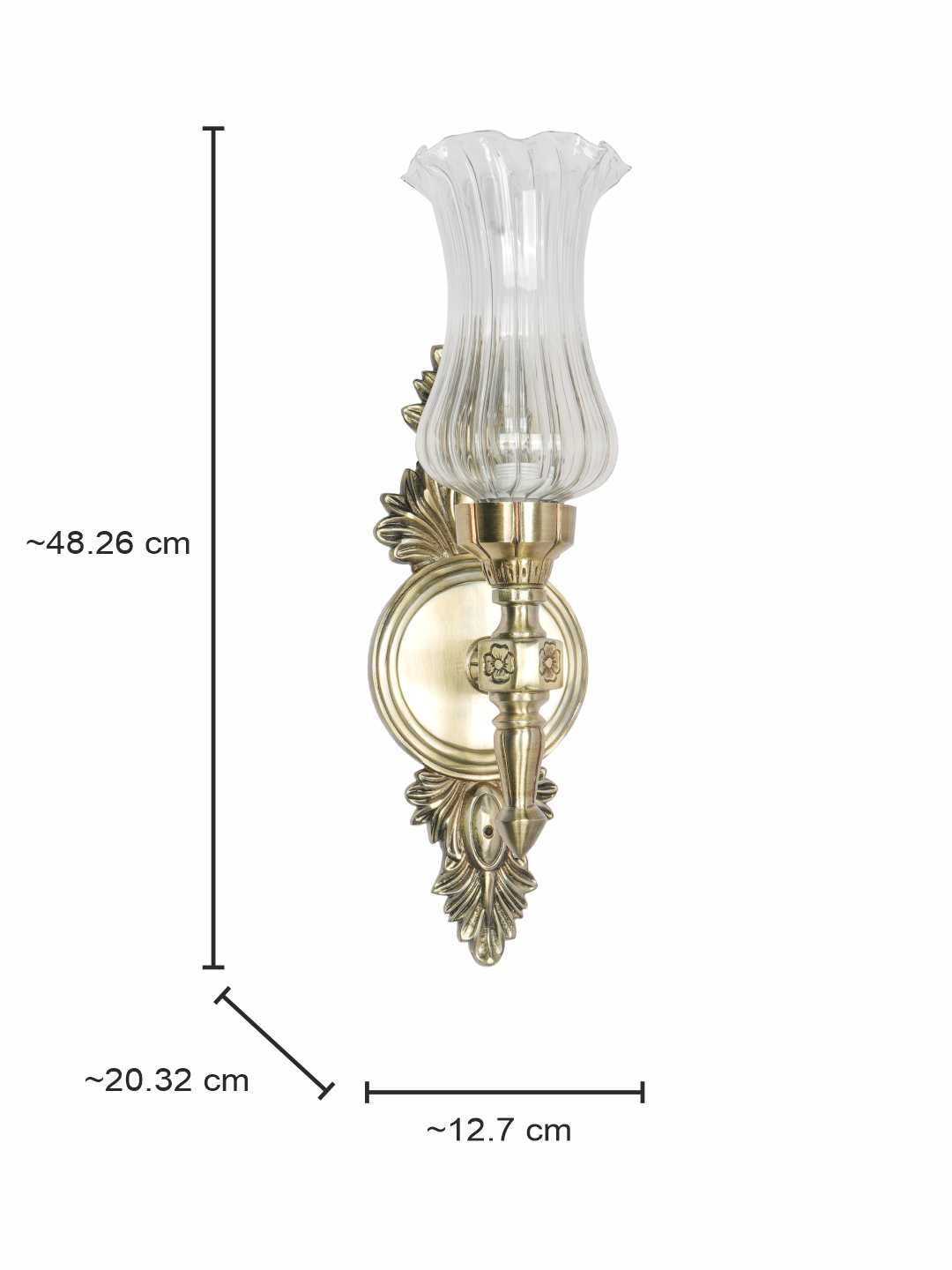 Elegant Antique Brass Aluminium Torch Wall Sconce with Fluted Clear Glass Shade