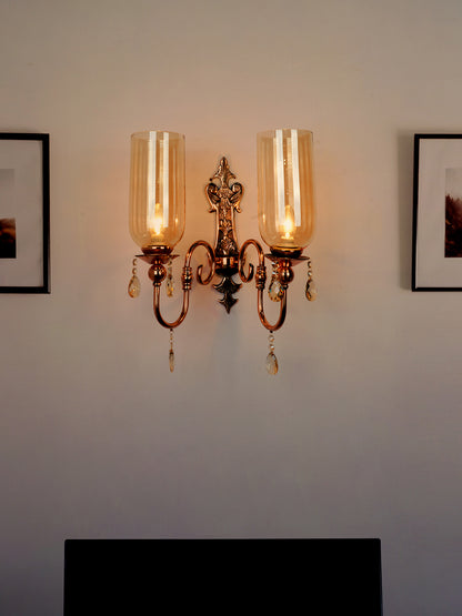 Copper Mild Steel Glass 2-Light Wall Sconce – 49.5 cm