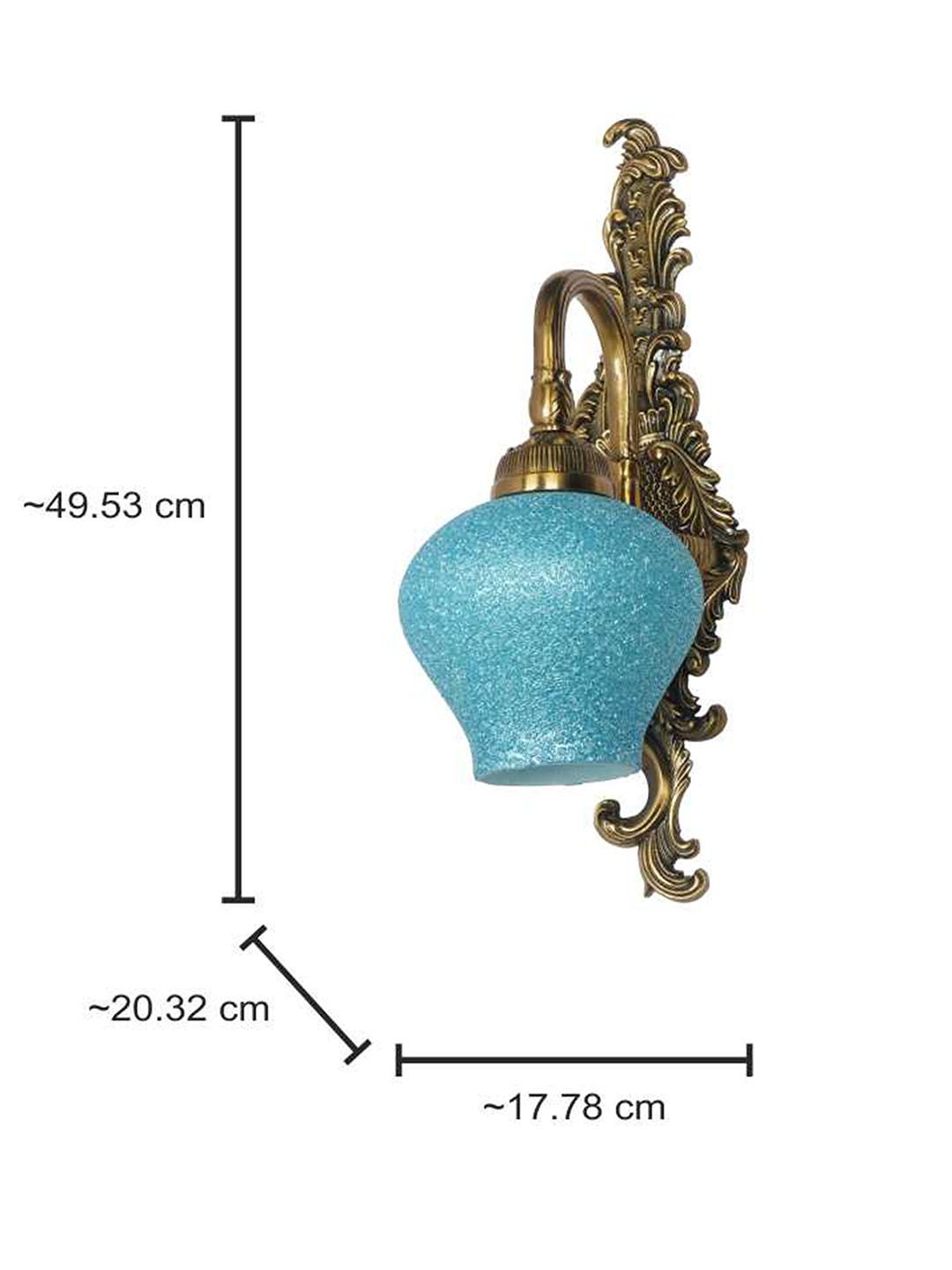 Traditional Antique Brass Wall Sconce: Blue Beaded Glass, Elegant Home Lighting