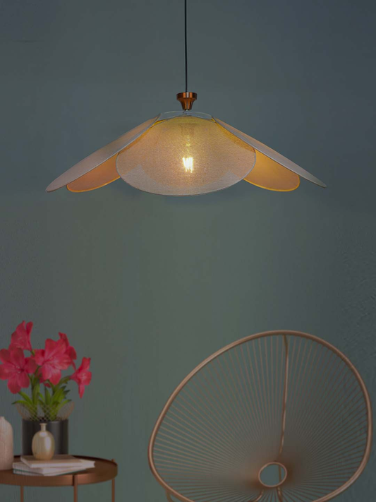 Contemporary 30-inch Burlap Flower Petal Designer Pendant Hanging Light
