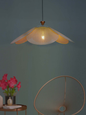 Contemporary 30-inch Burlap Flower Petal Designer Pendant Hanging Light