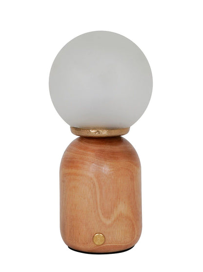 Modern Natural Wood & Glass Rechargeable LED Dimmable Touch Table Lamp