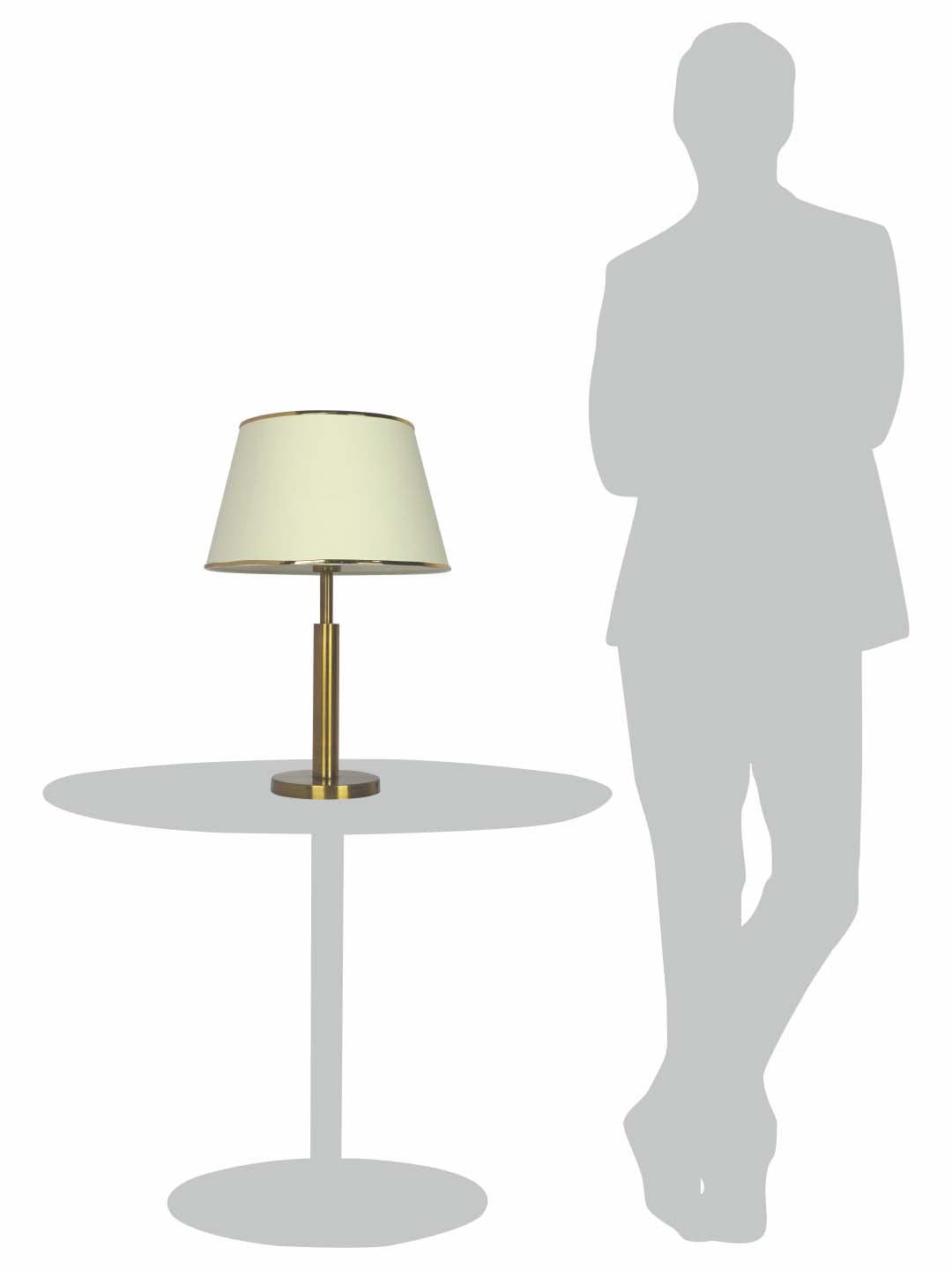 Transitional Brushed Brass Finished Metal Table Lamp with off-White Fabric Shade