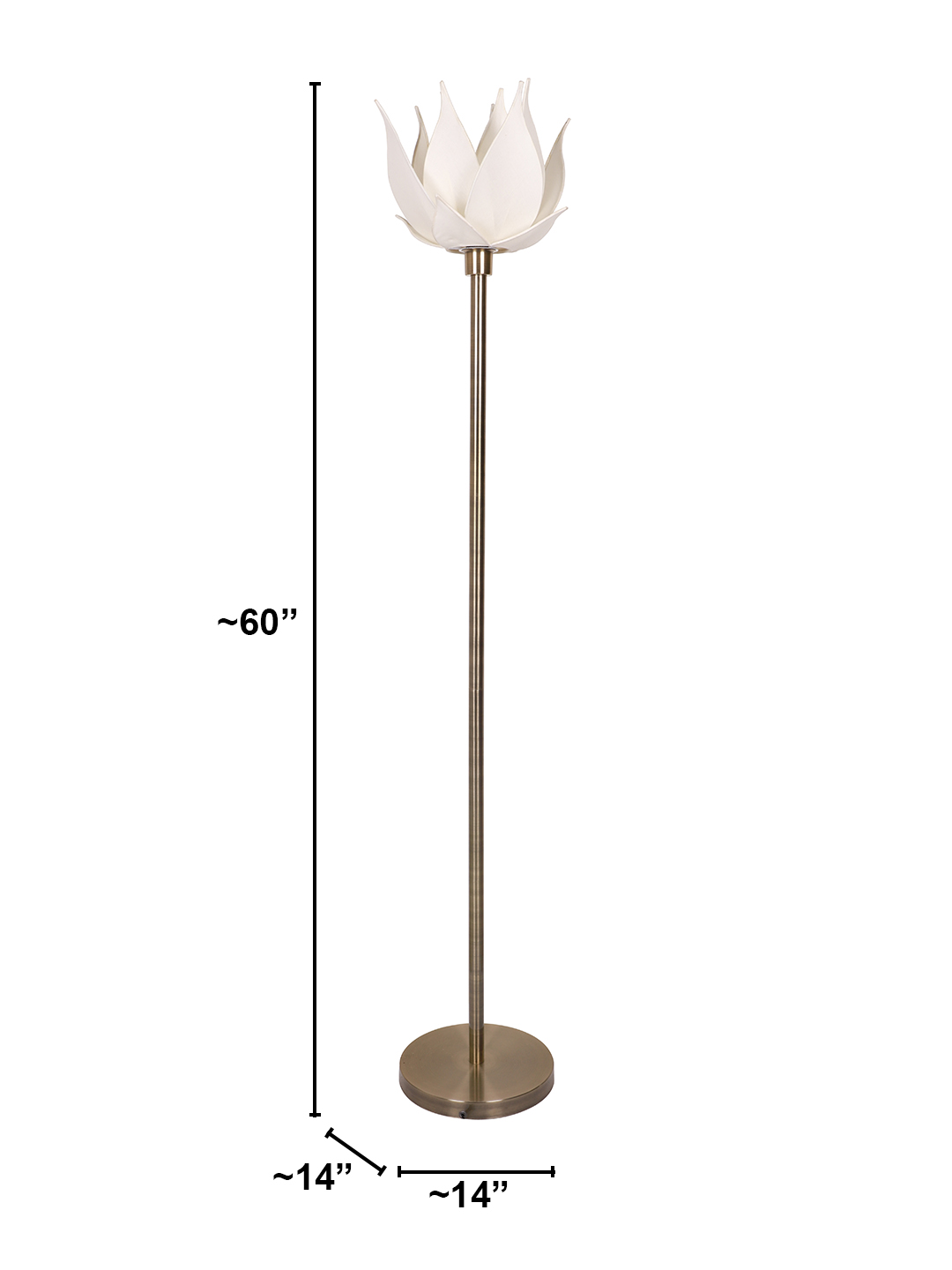 Auspicious Ivory Blooming Lotus Antique Brass Floor Lamp