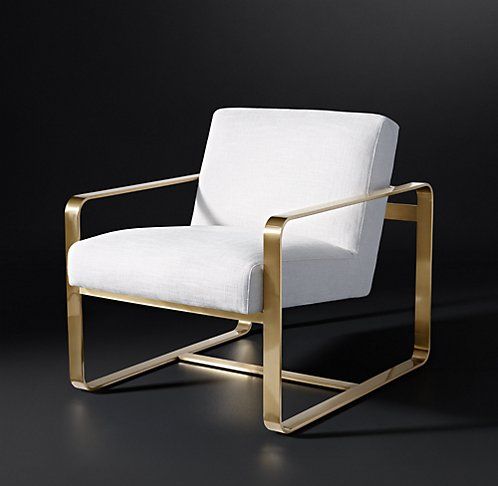 Hollywood Glamour Mid-Century Steel Frame Upholstered Chair & Ottoman Set