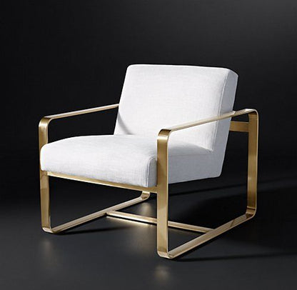 Hollywood Glamour Mid-Century Steel Frame Upholstered Chair & Ottoman Set