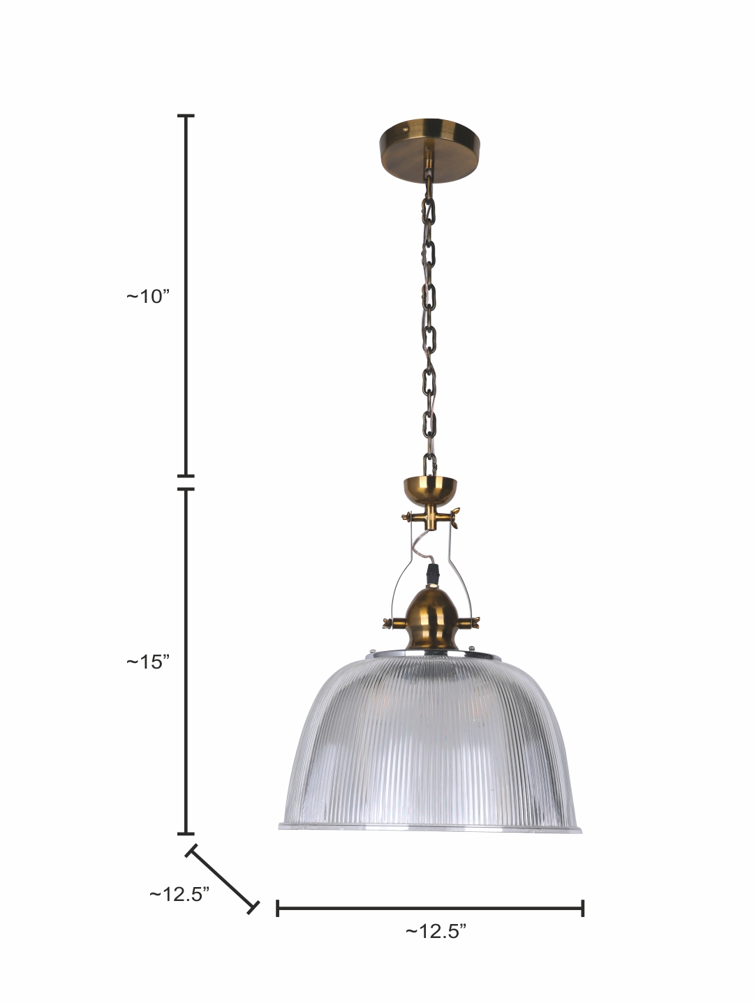 Brass Antique Polycarbonate 1-Light Pendant Light – 31.8 cm