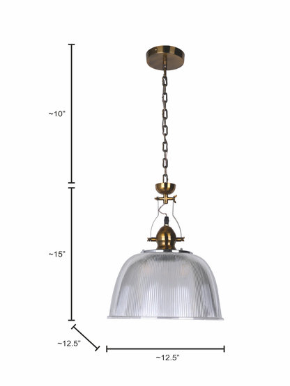Brass Antique Polycarbonate 1-Light Pendant Light – 31.8 cm
