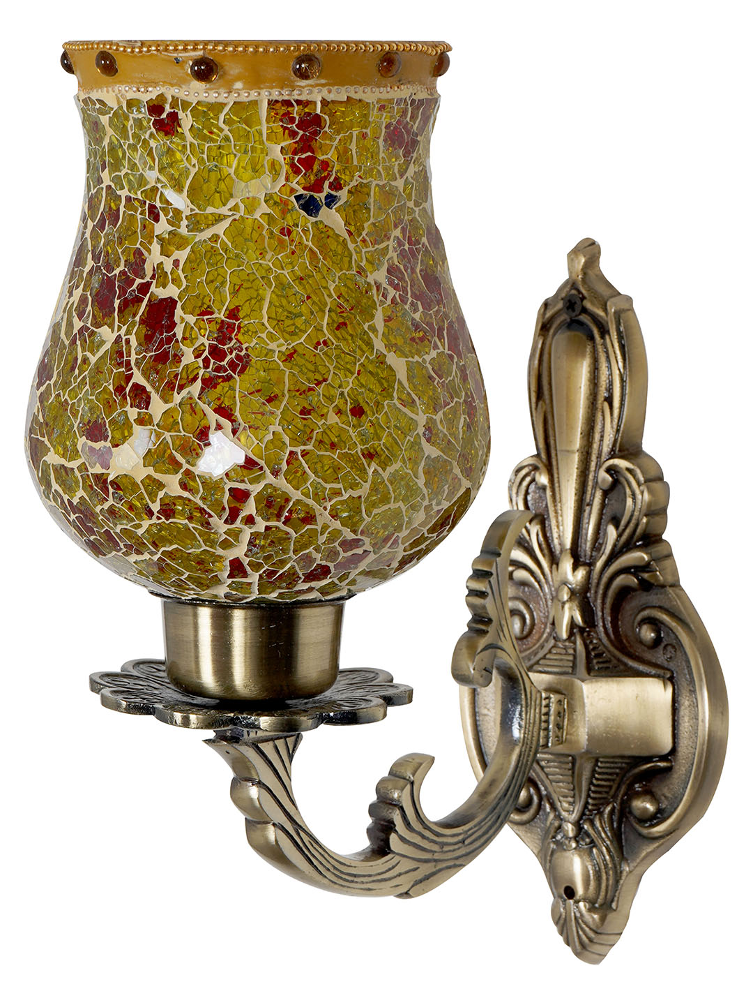 Brass Antique Glass Aluminium 1-Light Wall Sconce – 27.9 cm