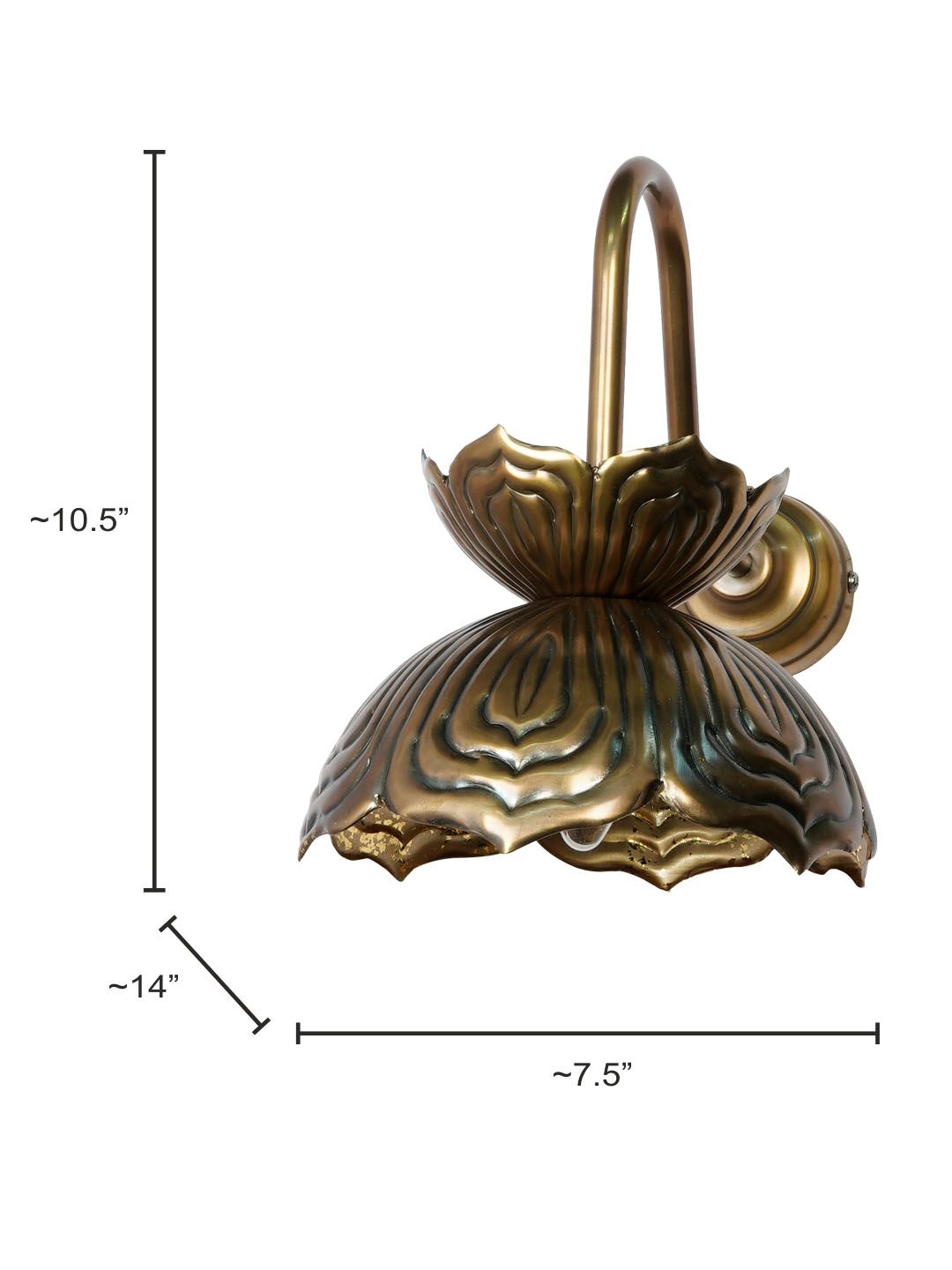 Auspicious Handcrafted Buddhist Lotus Wall Sconce Lamp - Antique Brass Finish