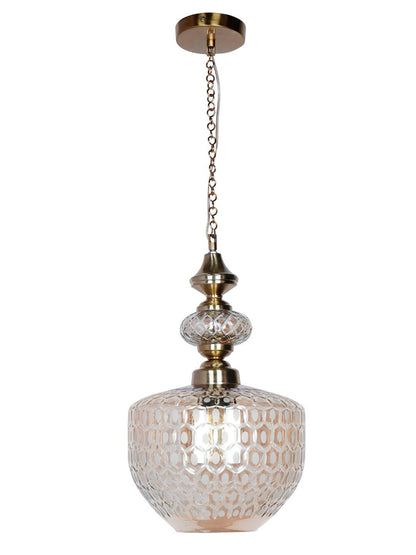 Elegant Golden Honeycomb Cut Glass Pendant Light for Dining, Living, Kitchen