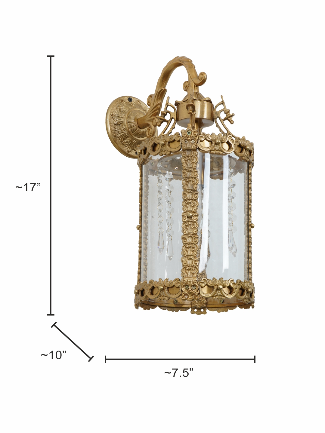 Elegant Golden Cast Aluminium 17-inch Single Wall Lantern Sconce Light Fixture