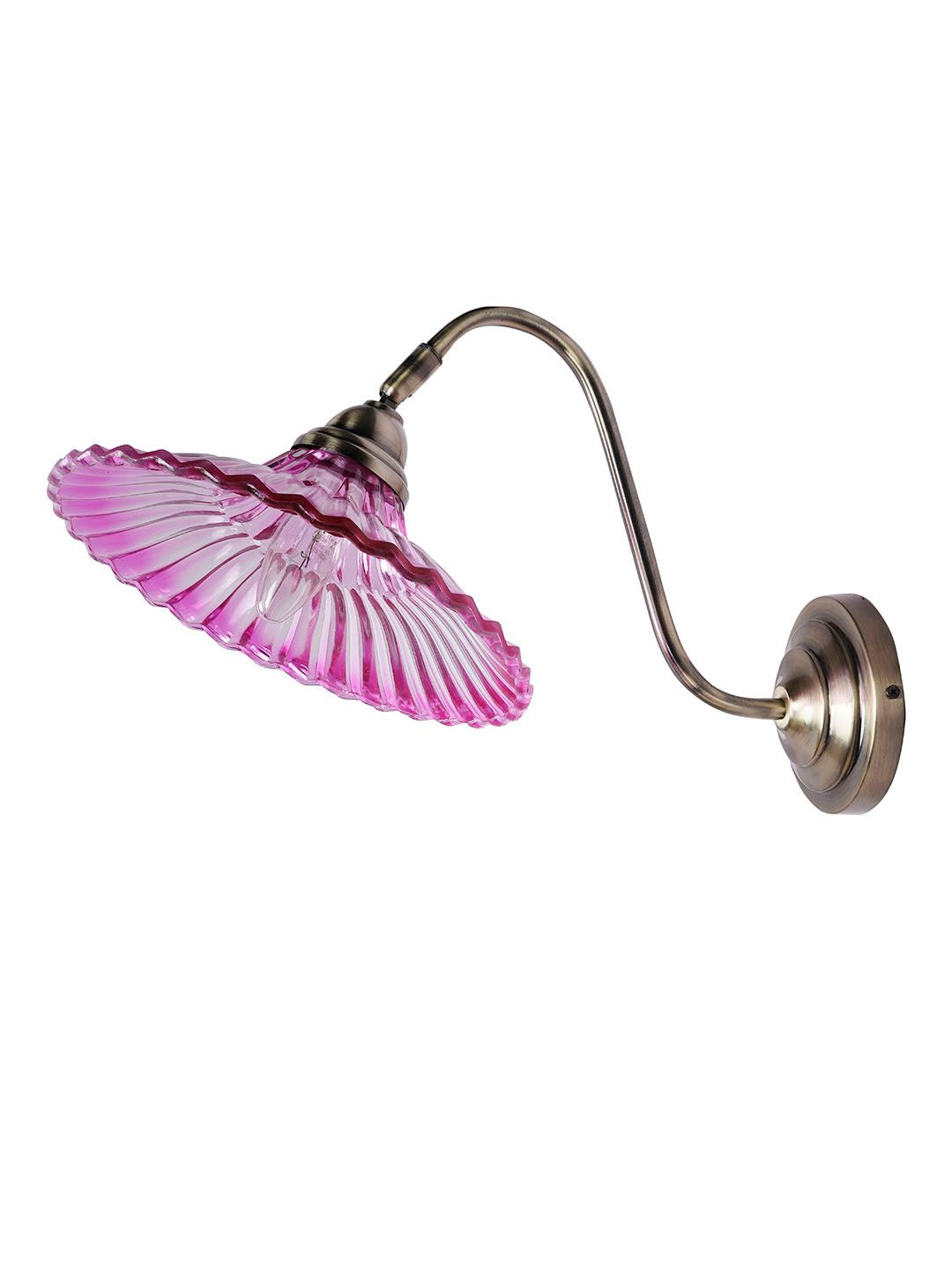 Modern Industrial Pink Ribbed Glass Adjustable Gooseneck Wall Sconce